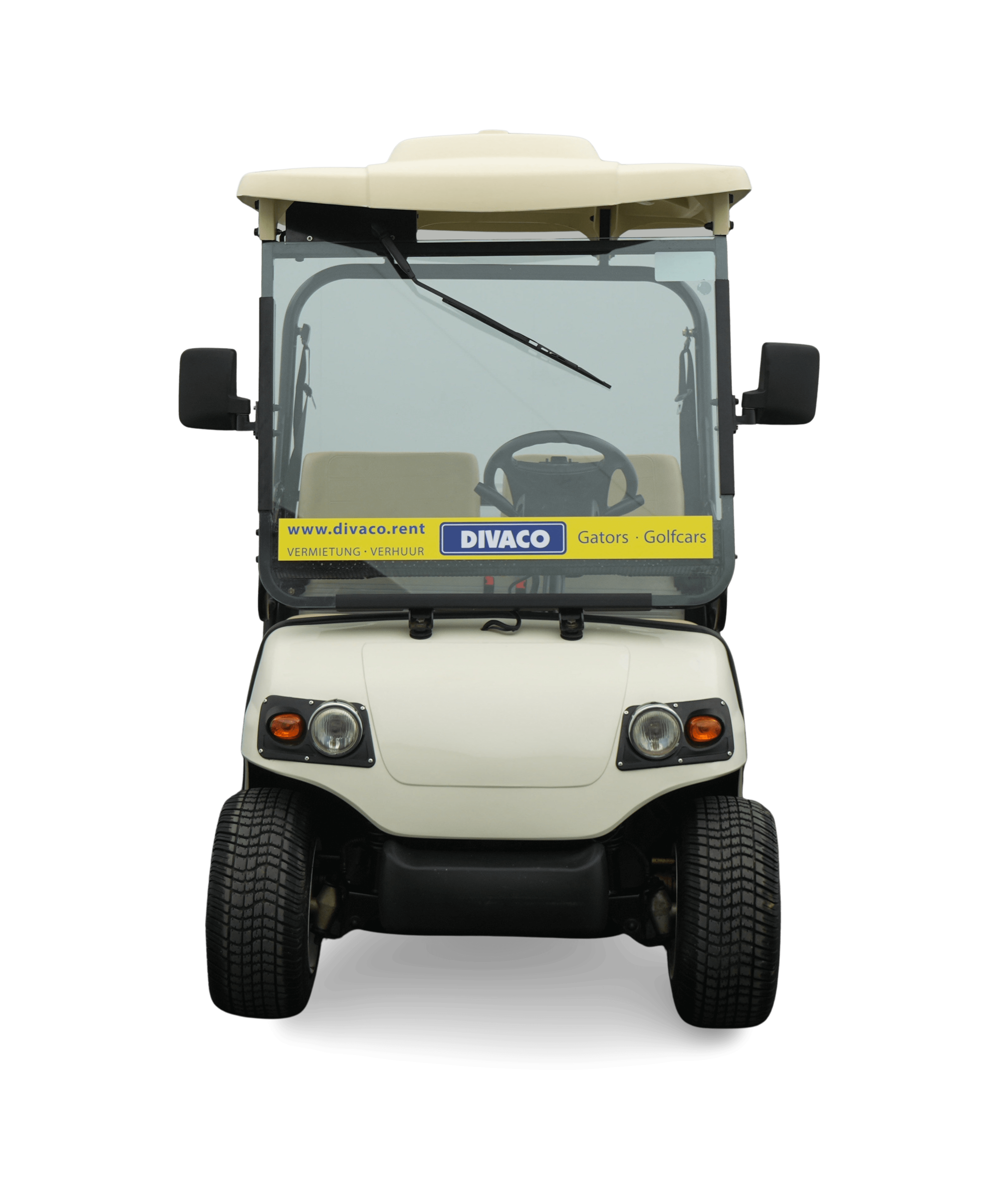 DIVACO Electric Golf Cart 2-Seater Road-Legal Cargo Bed Front View