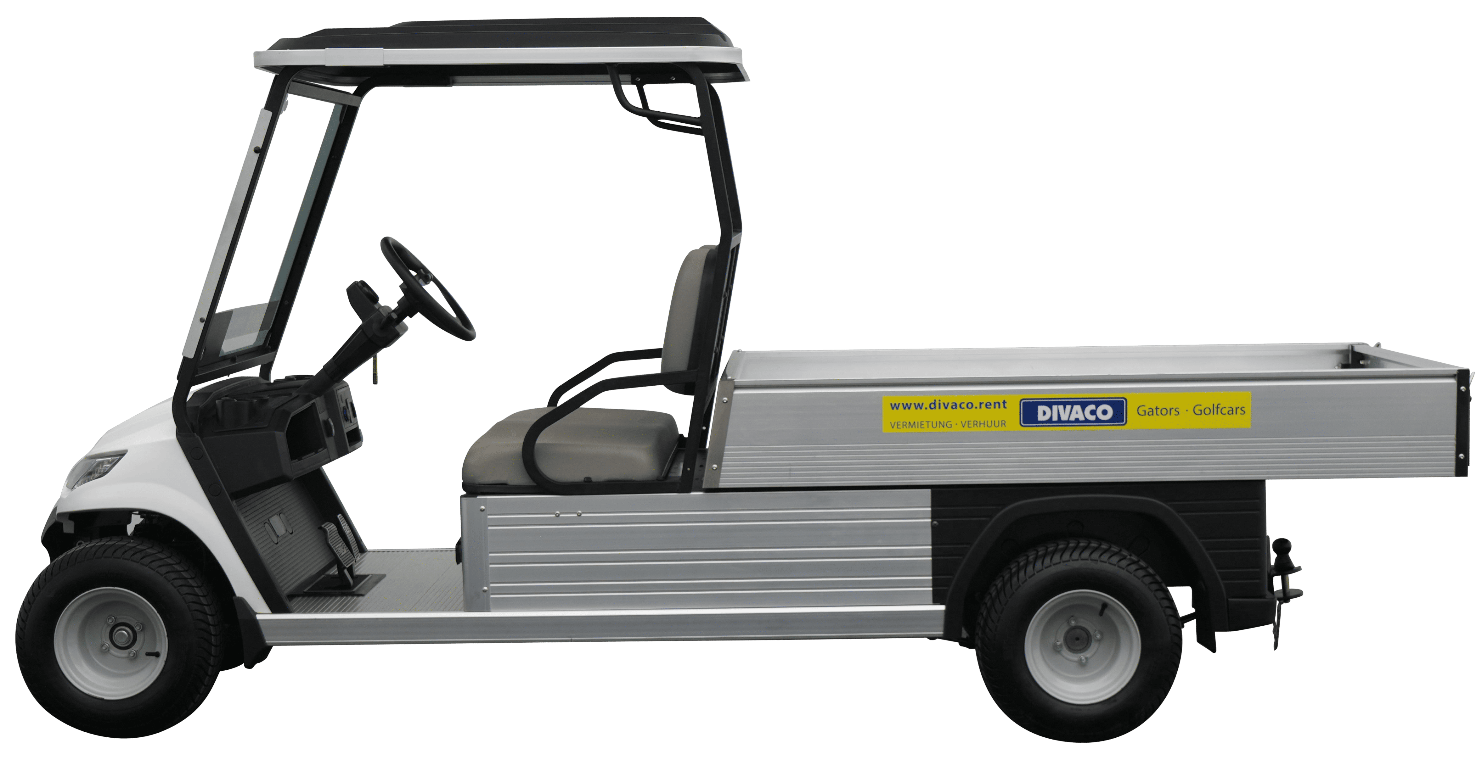 DIVACO Golf carts with eco or large cargobox, available in 2- and 4-person versions