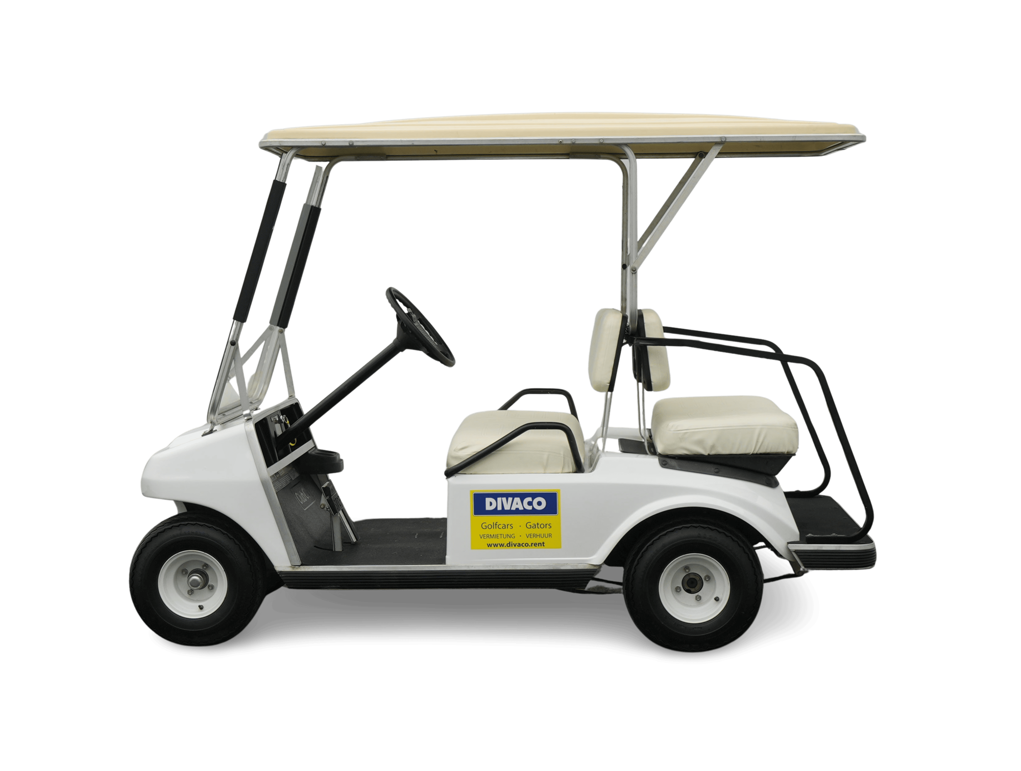 DIVACO.RENT Golfcart 4-Sitzer elektrisch Seitenansicht