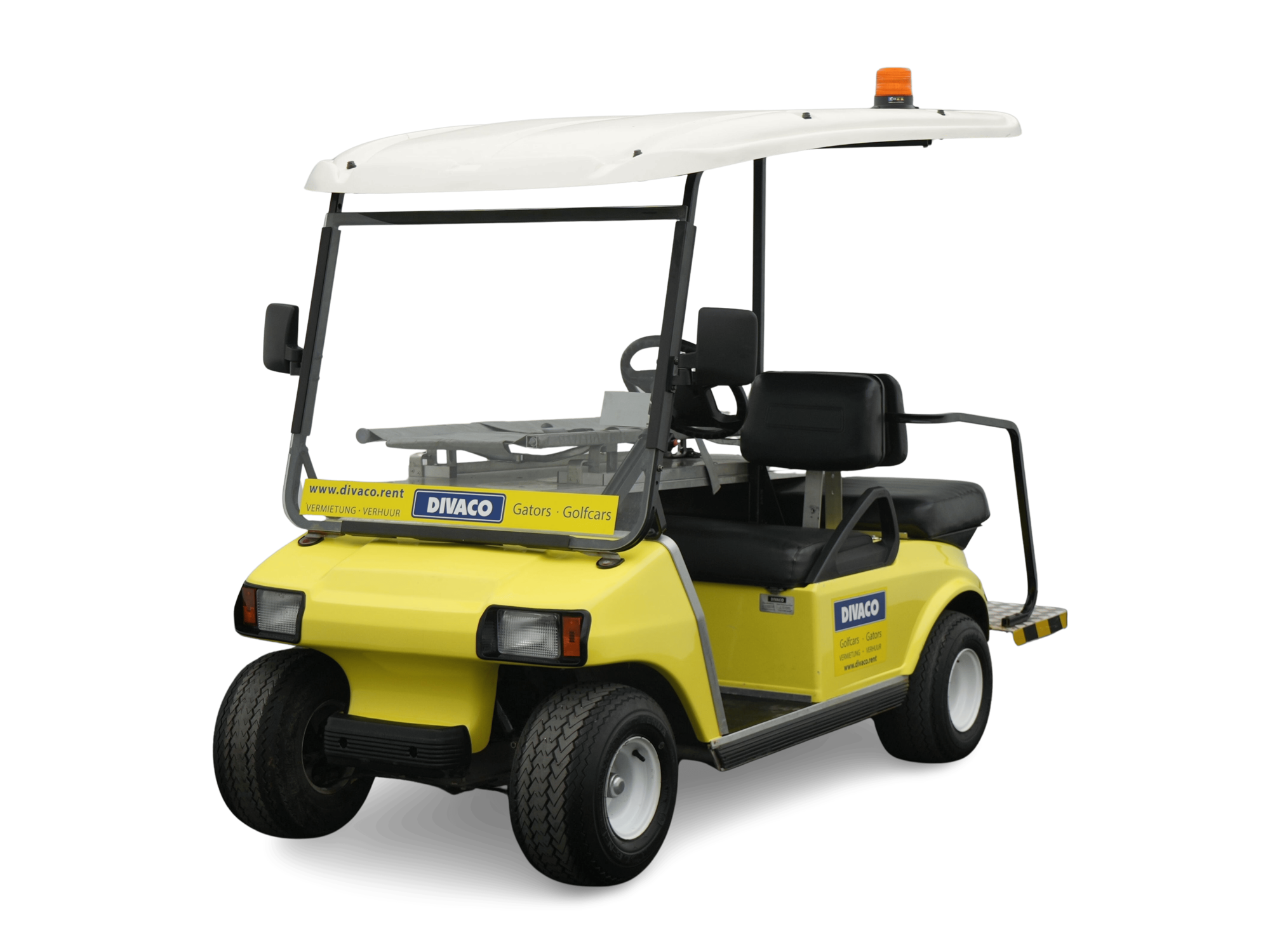 Divaco.rent Ambulanz Golfcart 2-Sitzer Elektro Gator Offroad Vorderseite