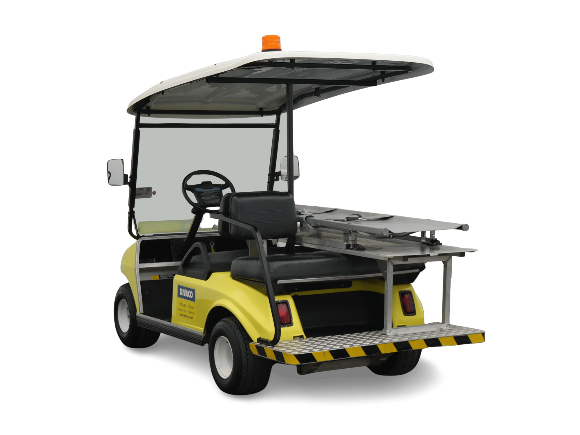 Divaco.rent Ambulanz Golfcart 2-Sitzer Elektro Gator Offroad Trage