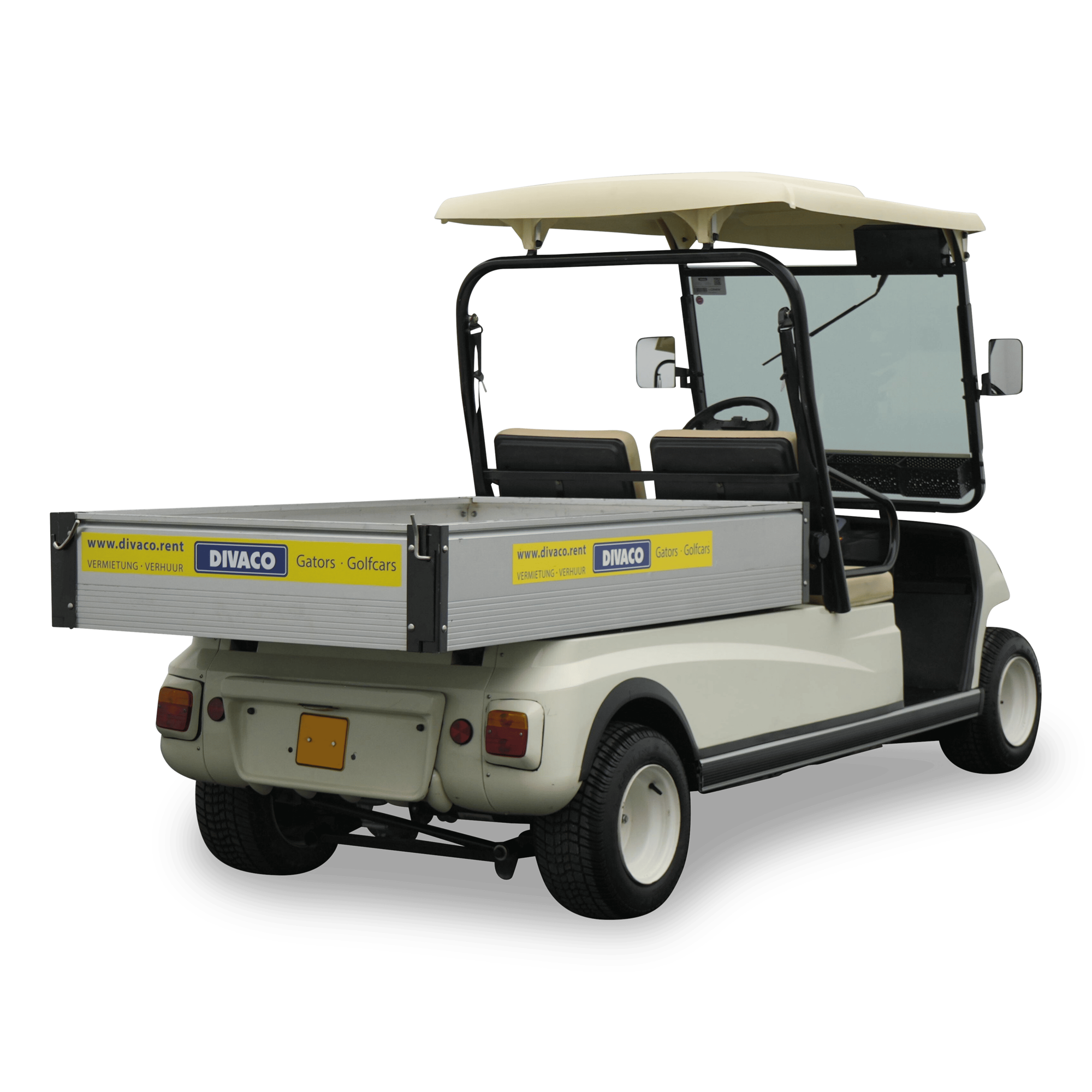 DIVACO elektro golfcart 2-zitter kenteken laadbak achterkant