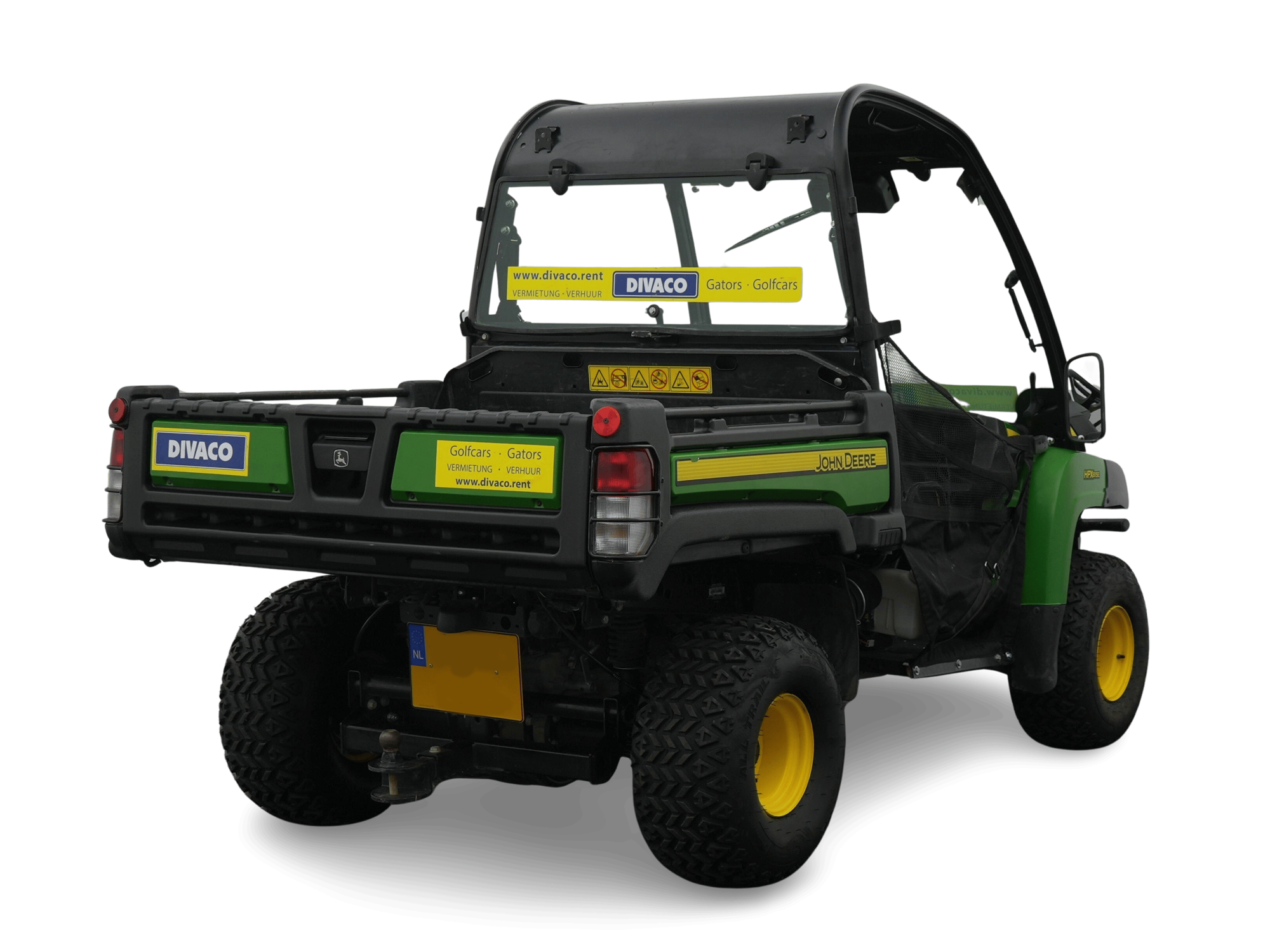 DIVACO.RENT John Deere Gator HPX815E Diesel Offroad achterkant