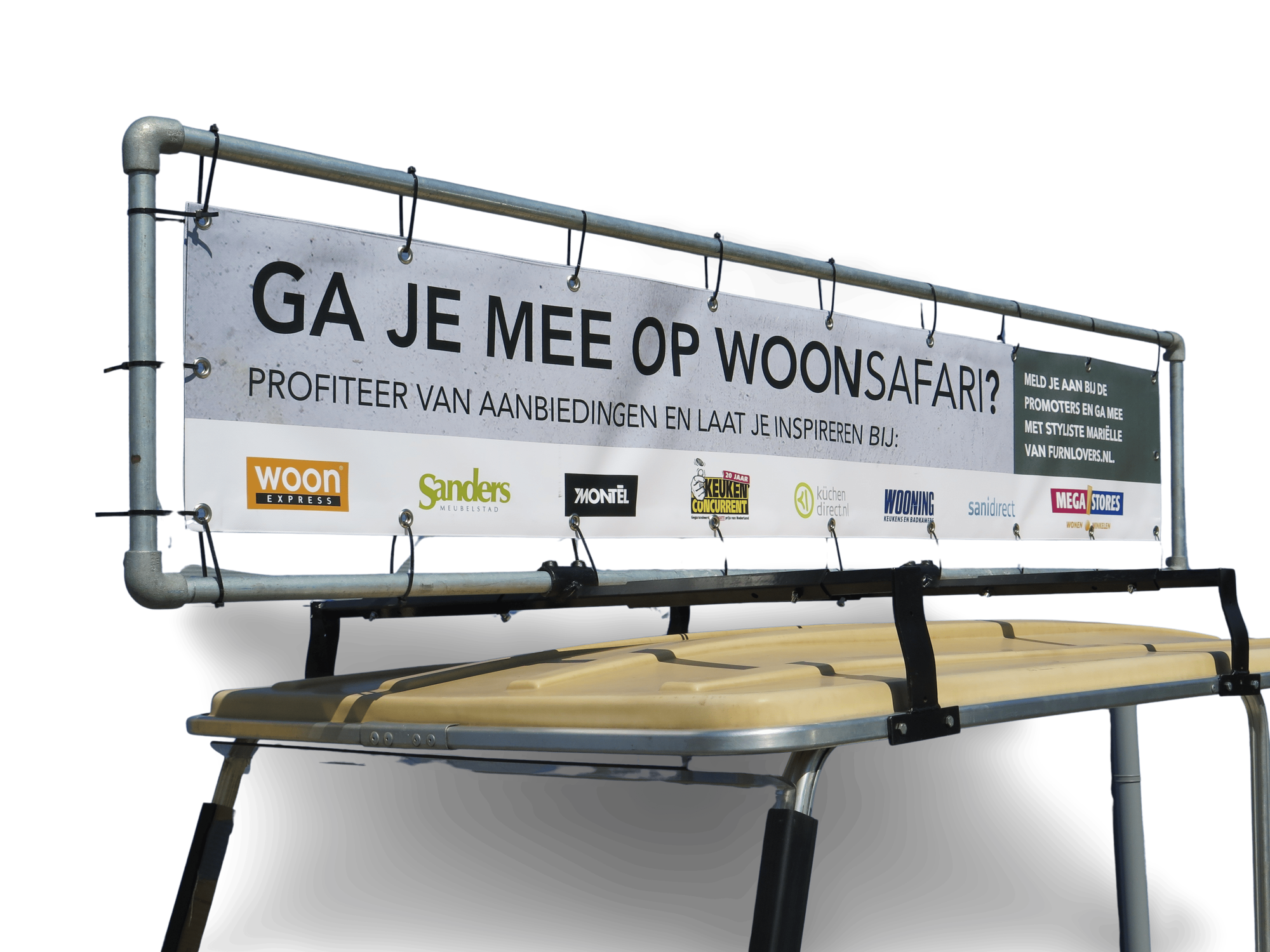 Divaco.rent branding zebra wrap + banner op het dak